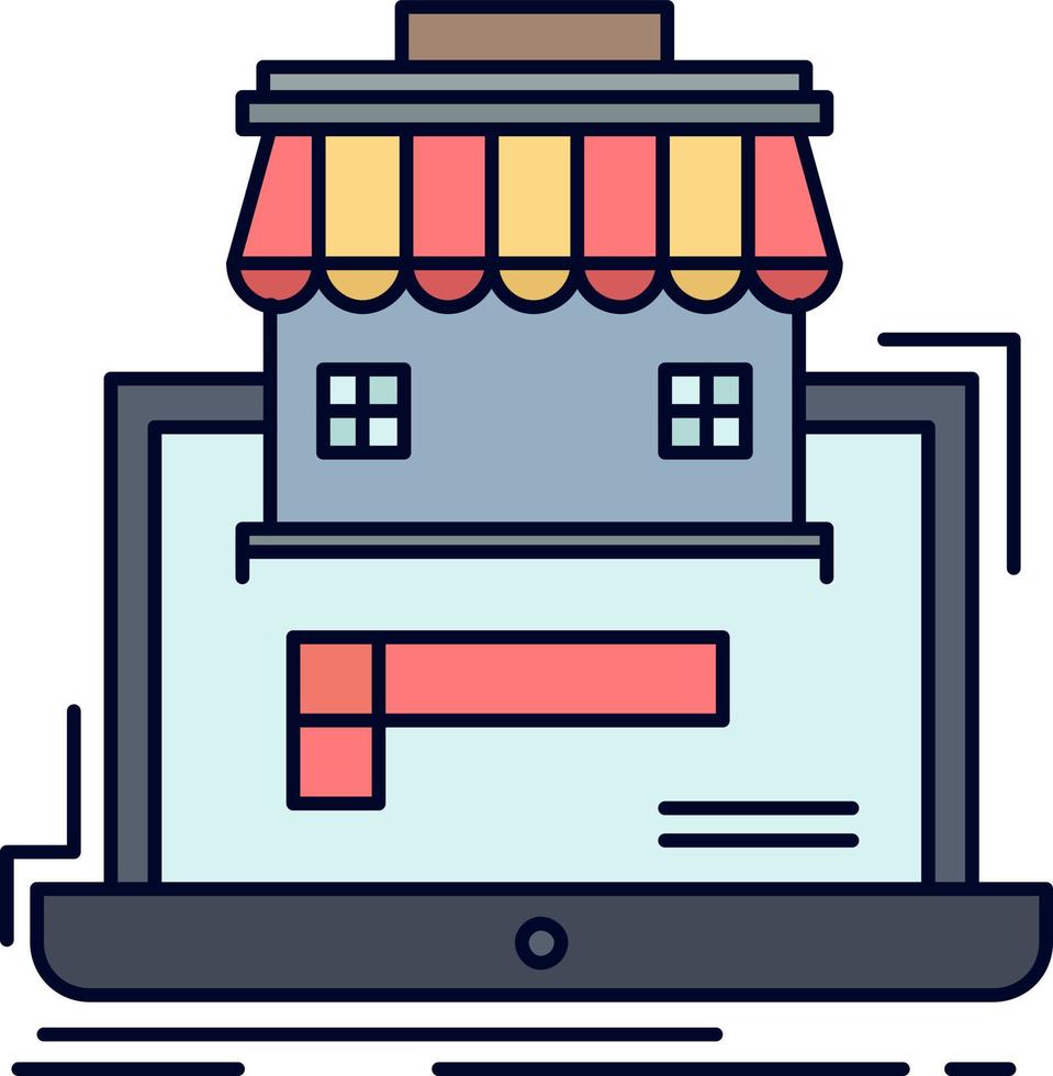 business marketplace organization data online market Flat Color Icon Vector