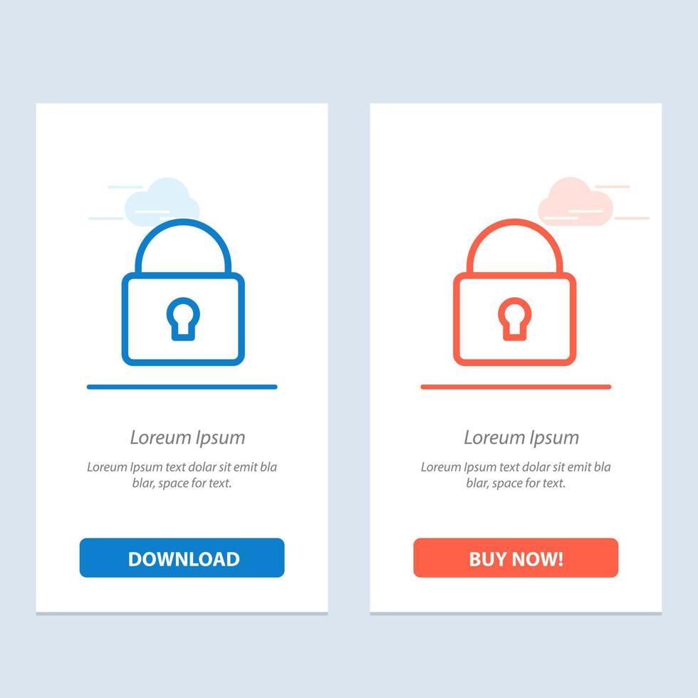 Lock Security Locked Login  Blue and Red Download and Buy Now web Widget Card Template vector