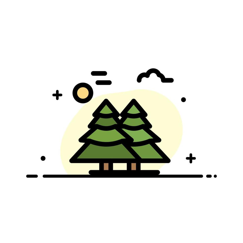 Alpine Arctic Canada Pine Trees Scandinavia  Business Flat Line Filled Icon Vector Banner Template