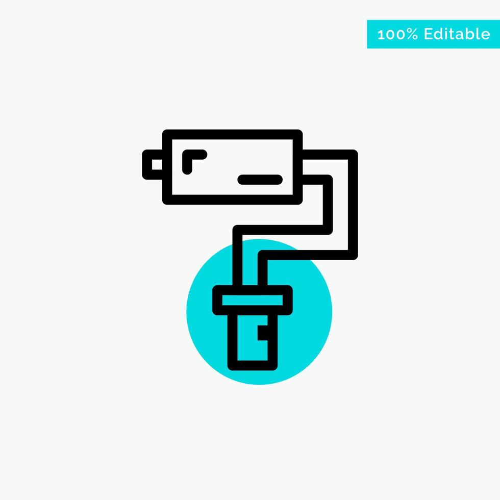 Paint Roller Brush Painter Tool turquoise highlight circle point Vector icon