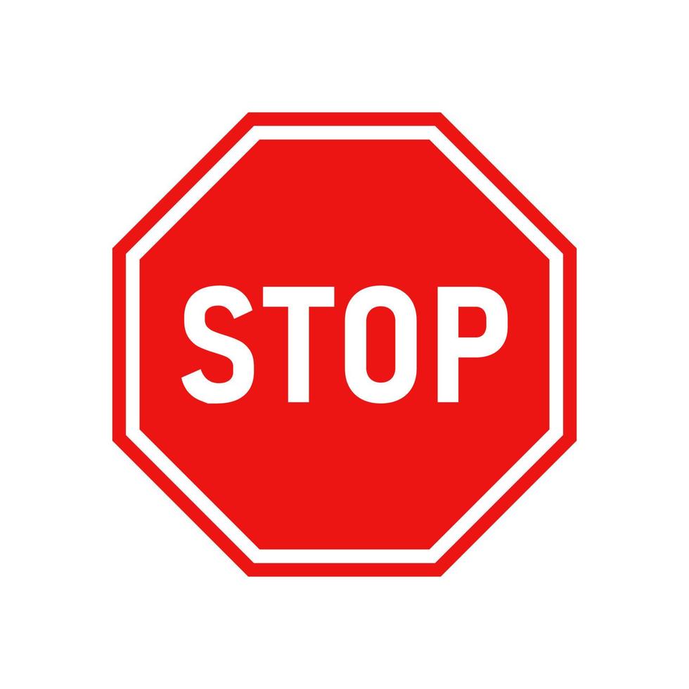 stop signage with red octagon border vector design