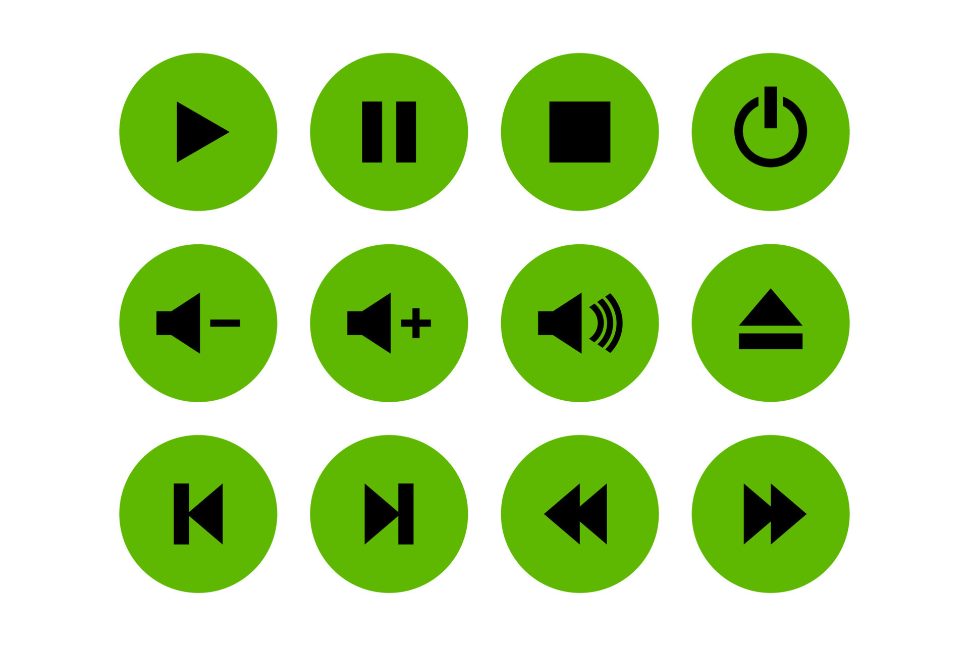 set of green and black music player icons design 15721492 Vector Art at