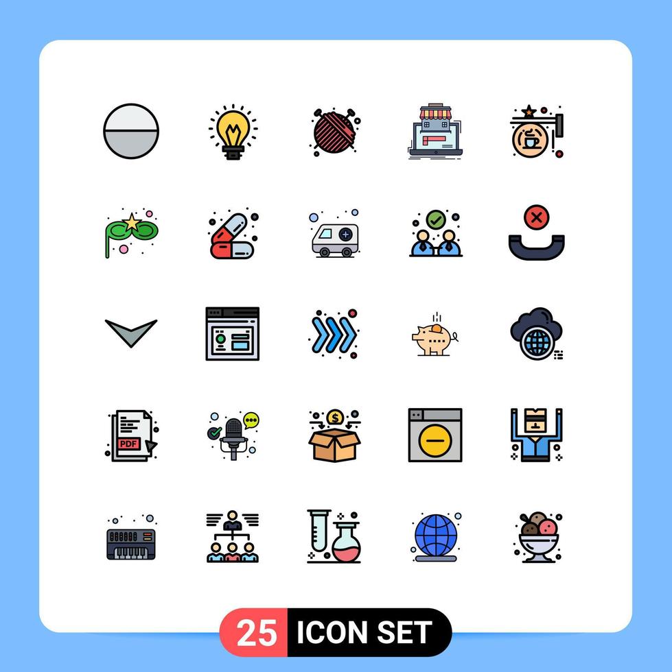 Stock Vector Icon Pack of 25 Line Signs and Symbols for hanging board fashion online market organization Editable Vector Design Elements