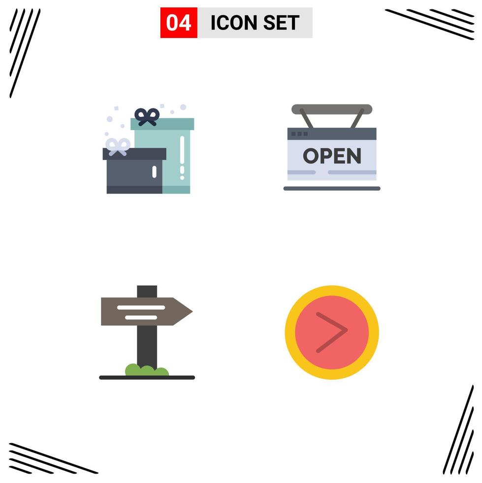 4 Creative Icons Modern Signs and Symbols of birthday map open web arrow Editable Vector Design Elements