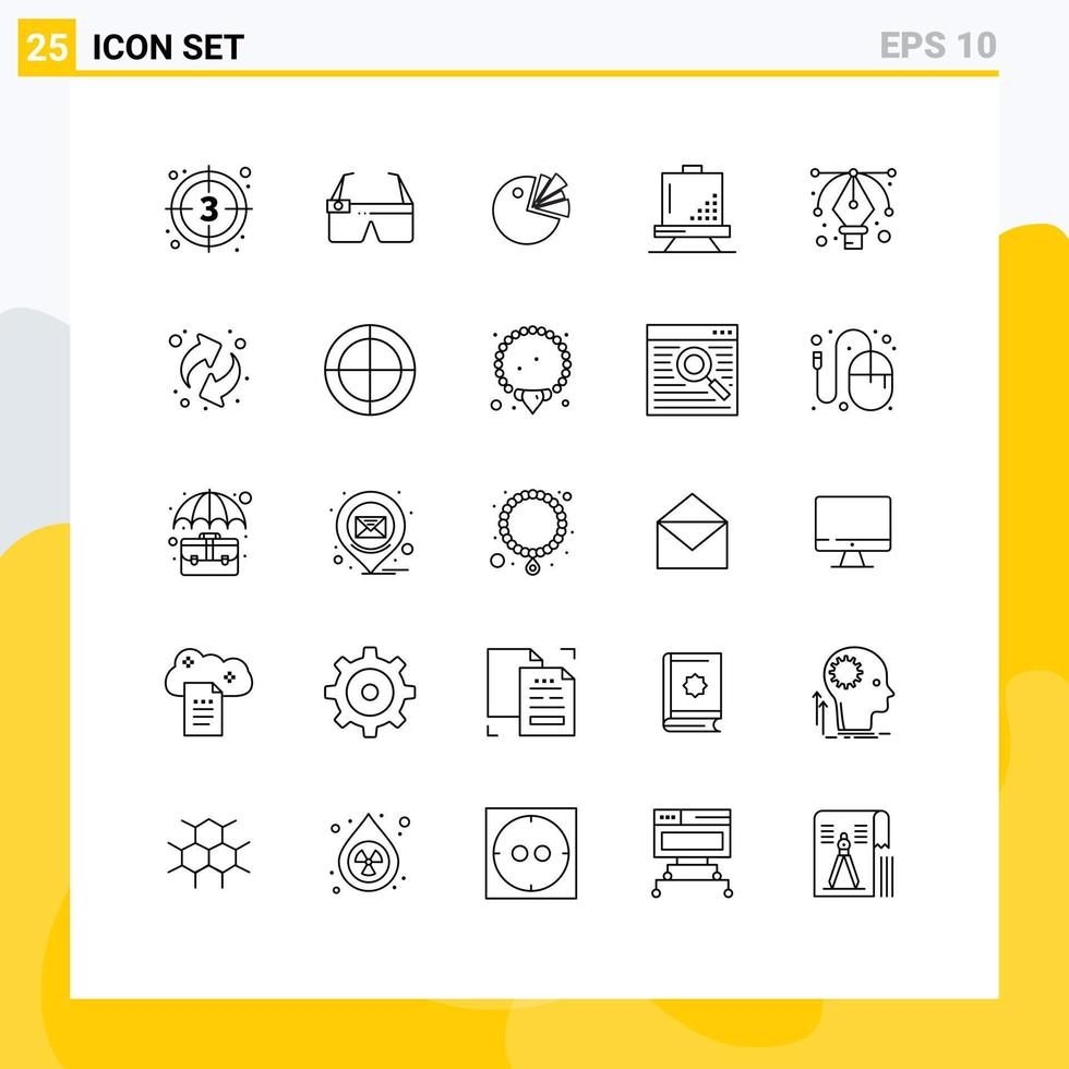 Set of 25 Modern UI Icons Symbols Signs for paint design smart coding diagram Editable Vector Design Elements