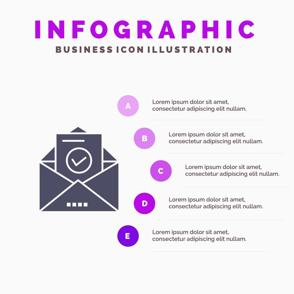 Mail Email Envelope Education Infographics Presentation Template 5 Steps Presentation vector