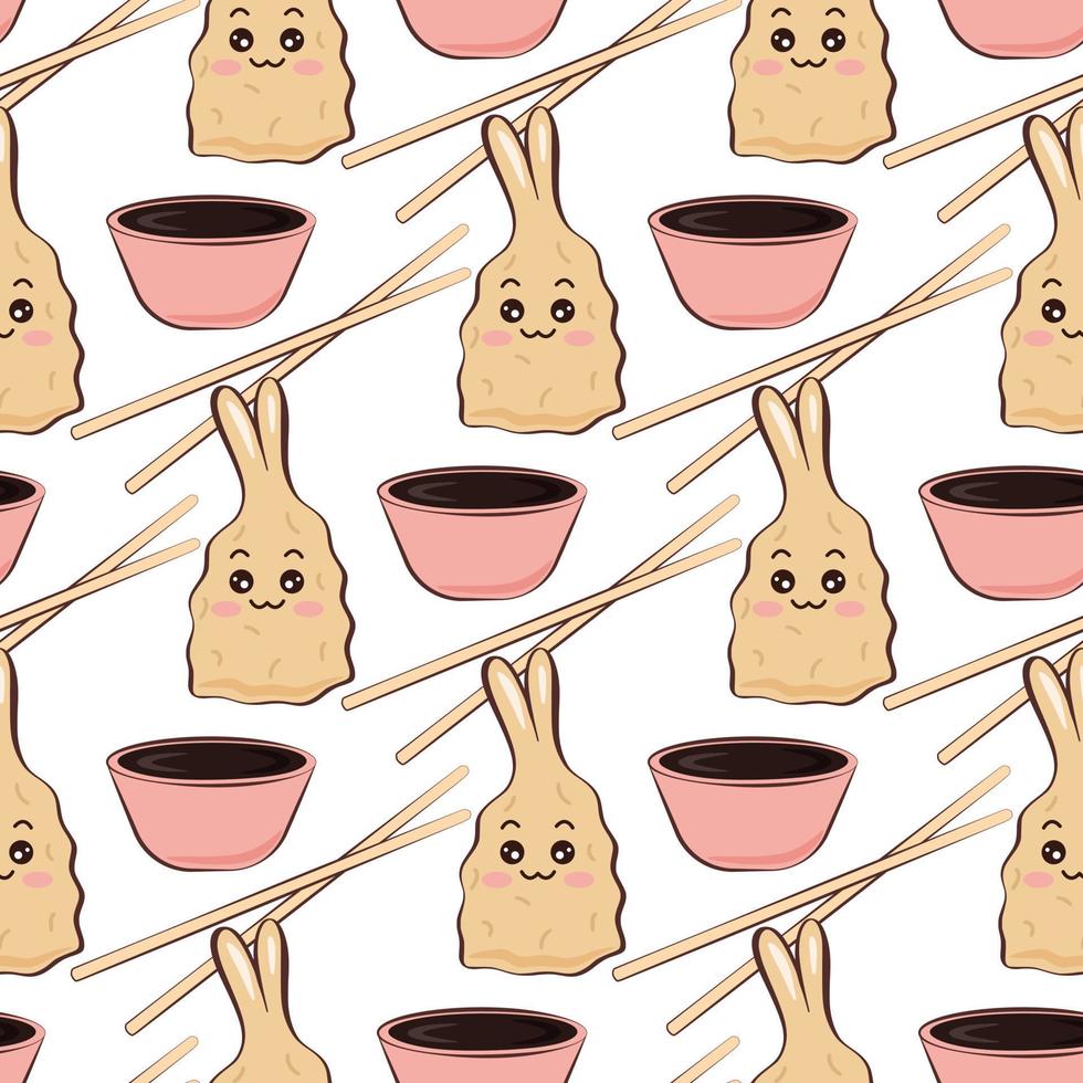 Tempura kawaii seamless pattern vector
