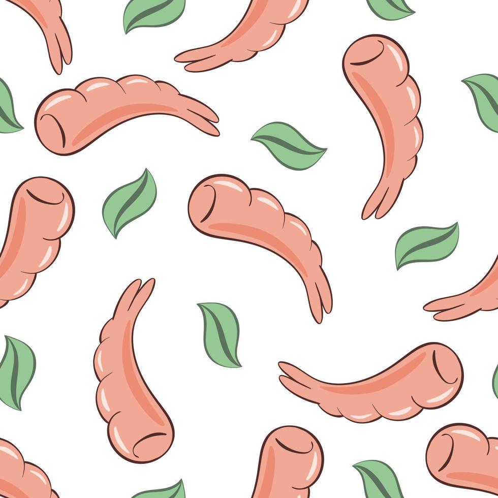 Shrimp and foliage seamless pattern vector illustration