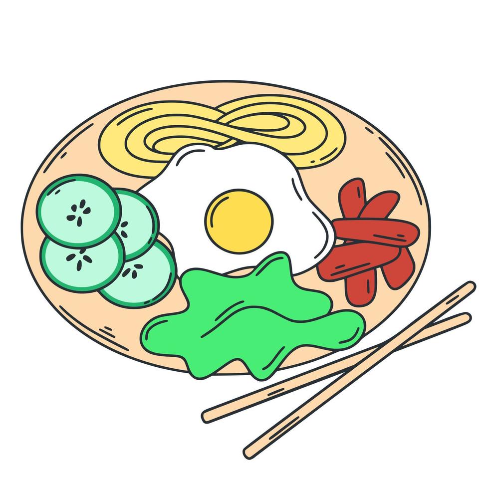 Korean traditional dish bibimbap vector