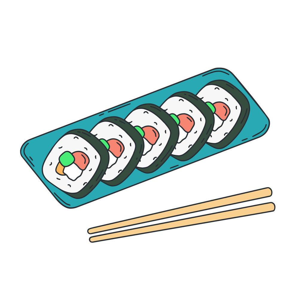 Rolls wrapped in dried seaweed sheets vector