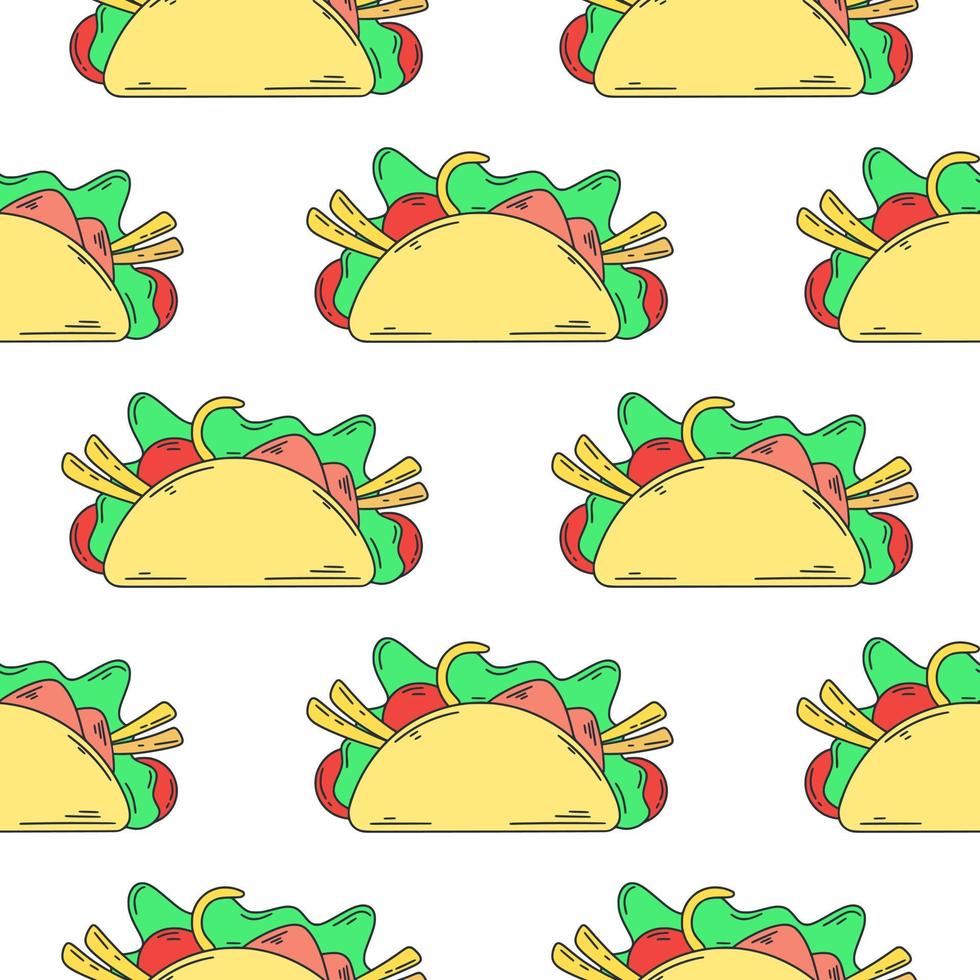 Mexican appetizer tacos seamless pattern vector