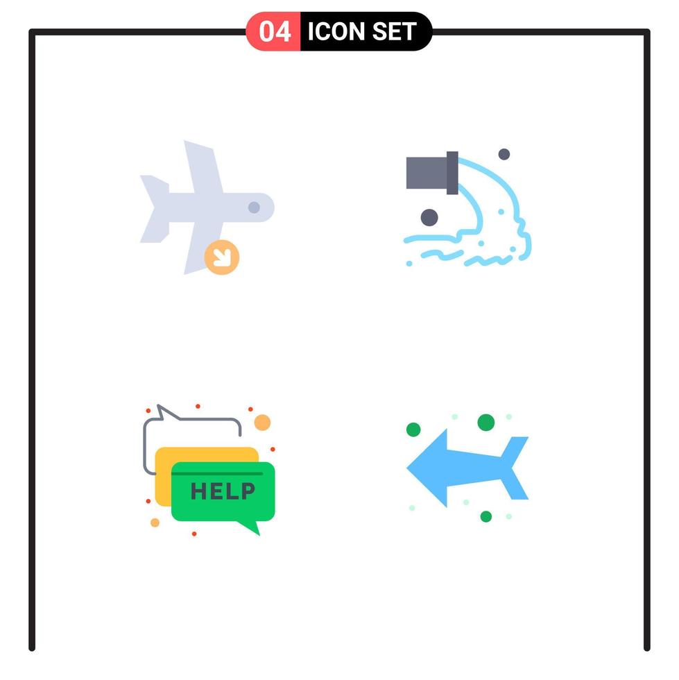 conjunto de 4 paquetes de iconos planos comerciales para transporte de residuos de vuelo contaminación comunicación elementos de diseño vectorial editables vector