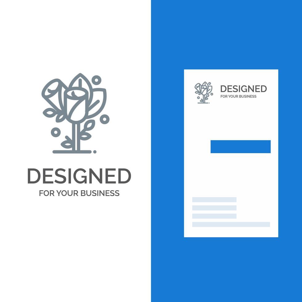 Flower Love Heart Wedding Grey Logo Design and Business Card Template vector