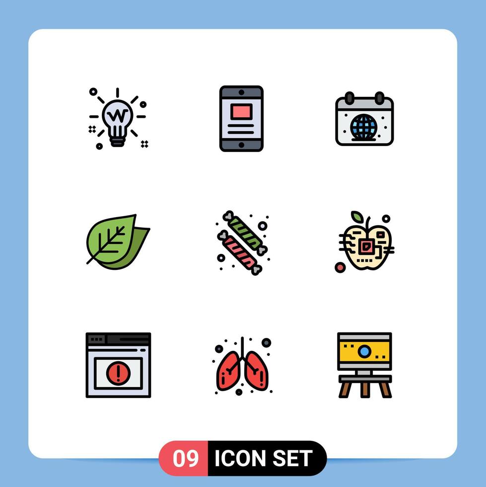 Stock Vector Icon Pack of 9 Line Signs and Symbols for spring leaf business ecology globe Editable Vector Design Elements