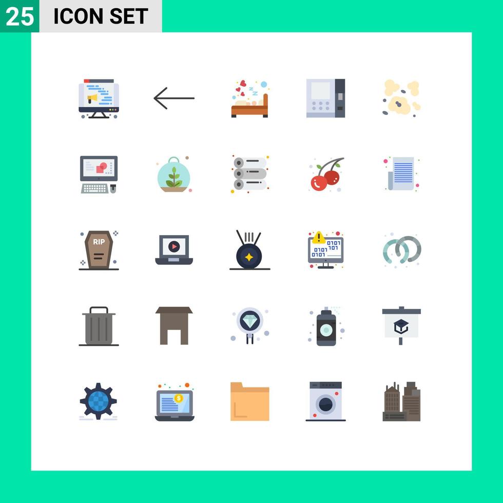 Editable Vector Line Pack of 25 Simple Flat Colors of computer environment love dust money Editable Vector Design Elements