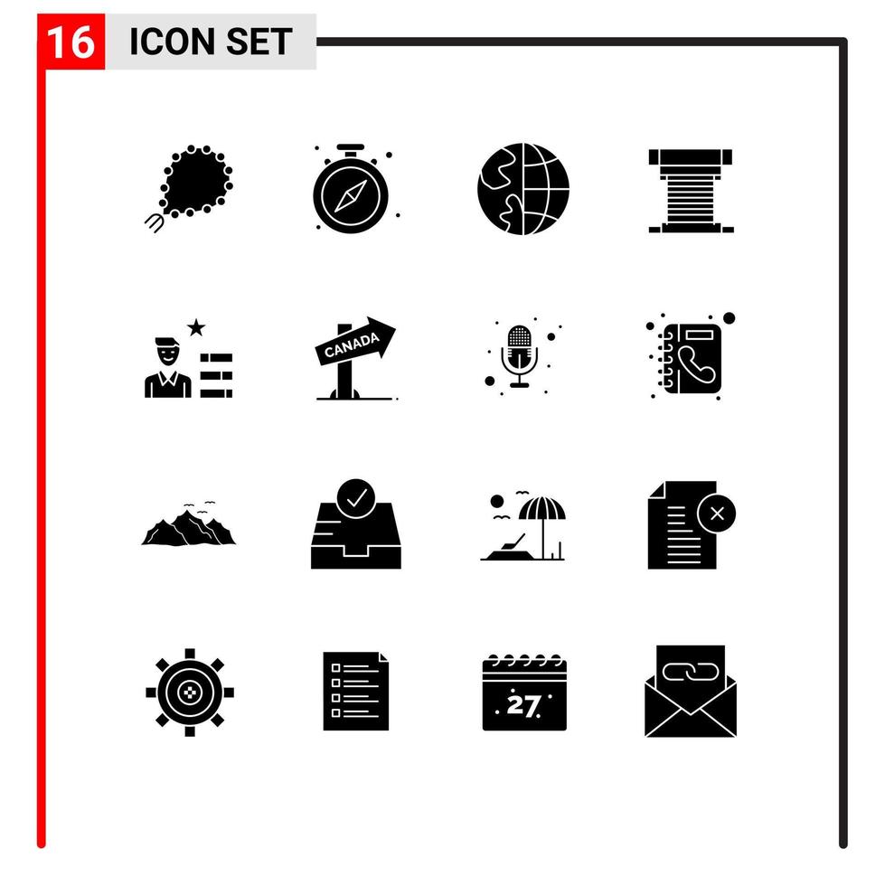 16 Solid Glyph concept for Websites Mobile and Apps cpu cooler time computer earth Editable Vector Design Elements