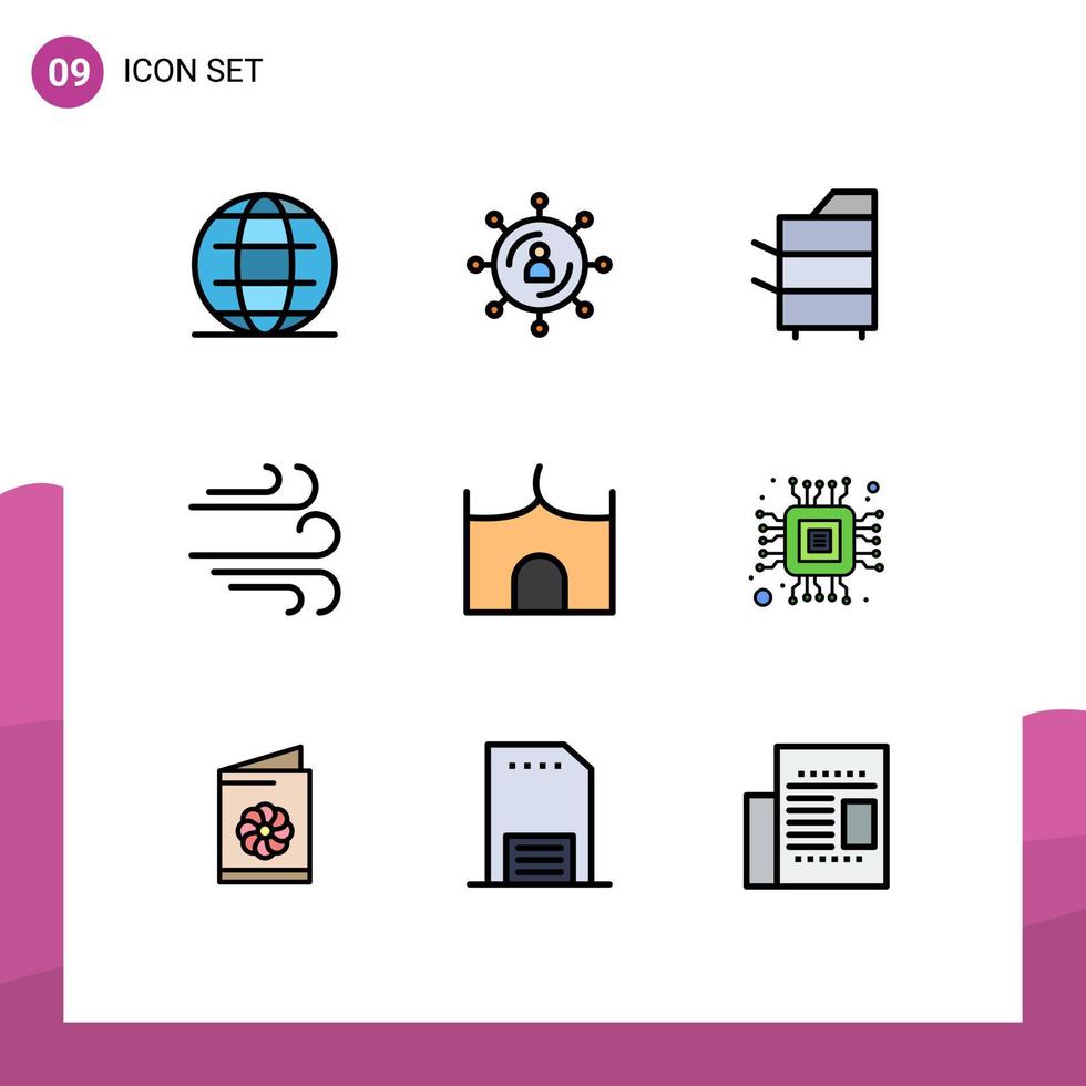 paquete de iconos de vector de stock de 9 signos y símbolos de línea para productos de dirección de seo del clima del castillo elementos de diseño de vector editables