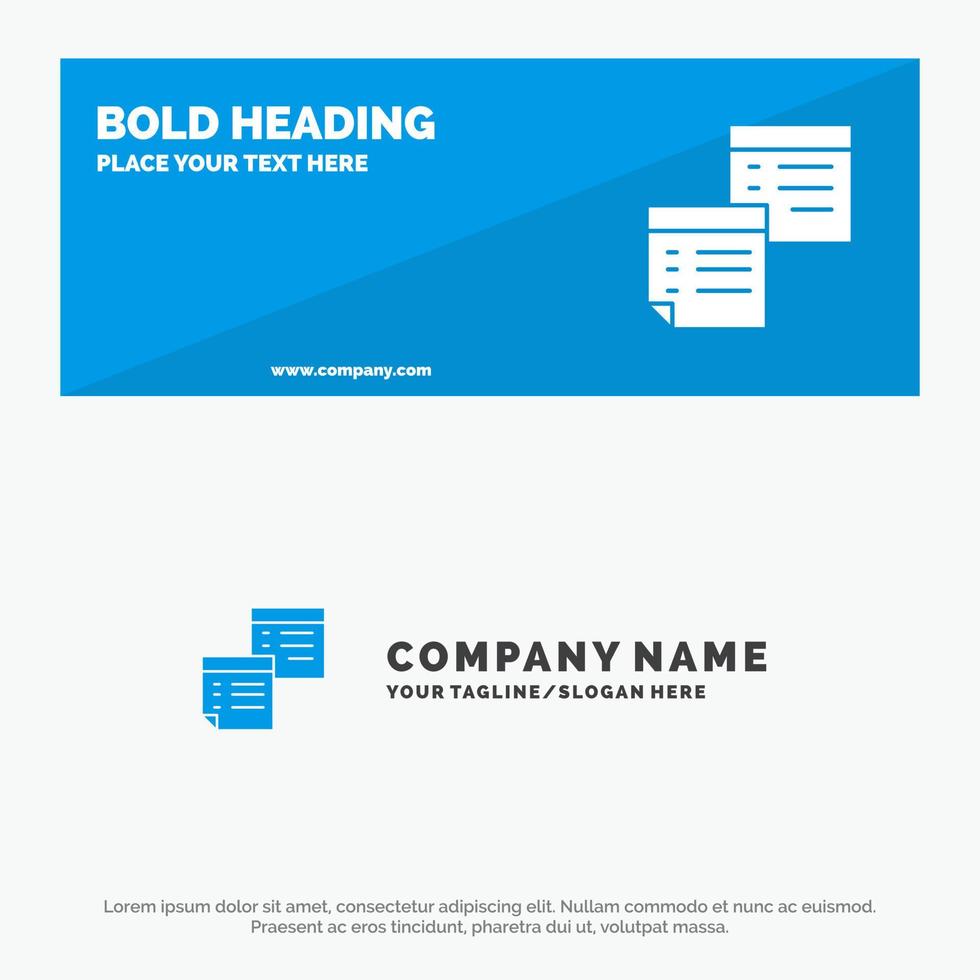 Sticky Files Note Notes Office Pages Paper SOlid Icon Website Banner and Business Logo Template vector