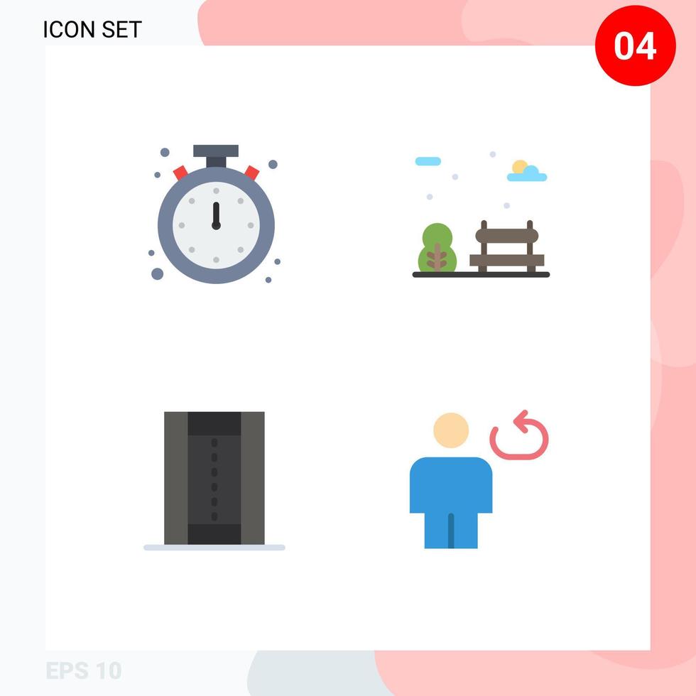 Group of 4 Flat Icons Signs and Symbols for alarm athletics mobile park pitch Editable Vector Design Elements