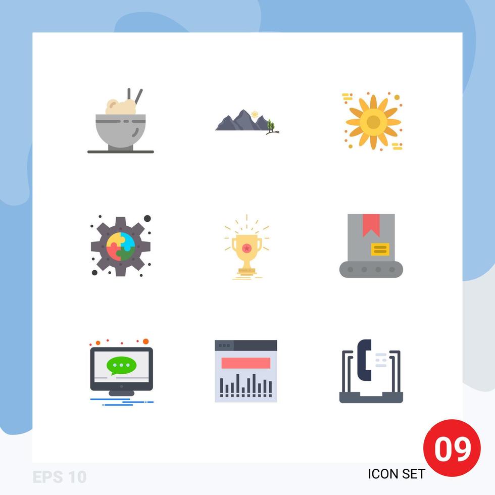 Stock Vector Icon Pack of 9 Line Signs and Symbols for trophy puzzle flower plugin gear Editable Vector Design Elements
