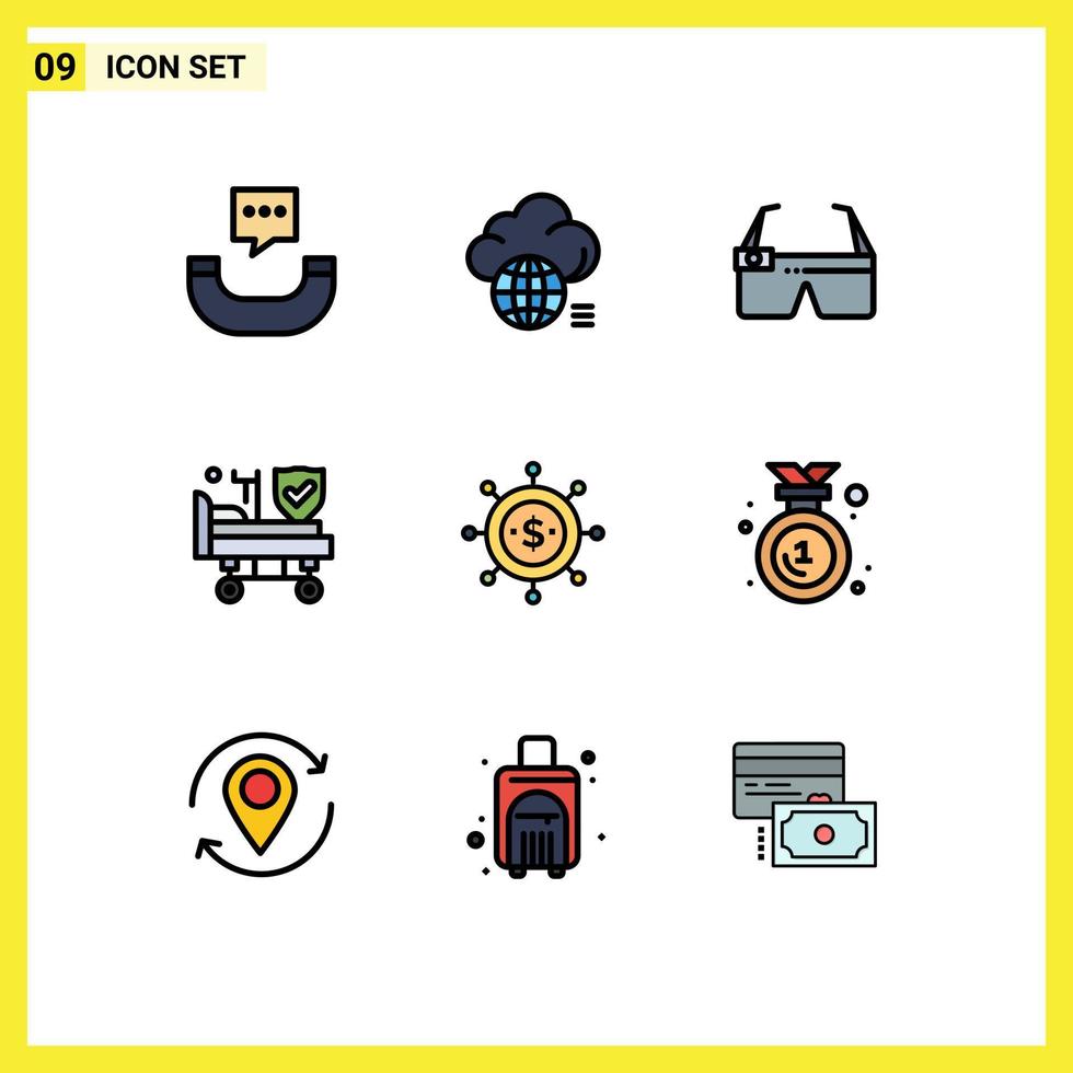 9 Creative Icons Modern Signs and Symbols of economics insurance device wheels bed Editable Vector Design Elements