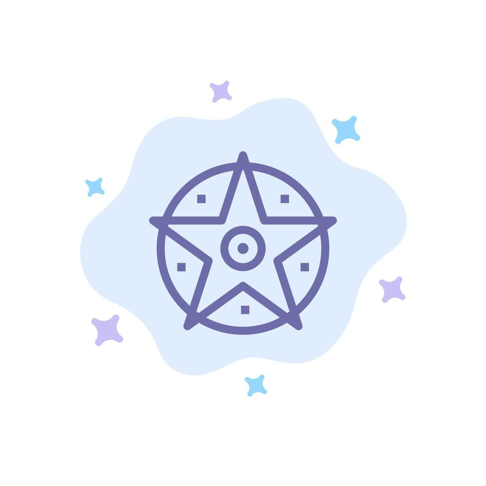 Pentacle Satanic Project Star Blue Icon on Abstract Cloud Background vector
