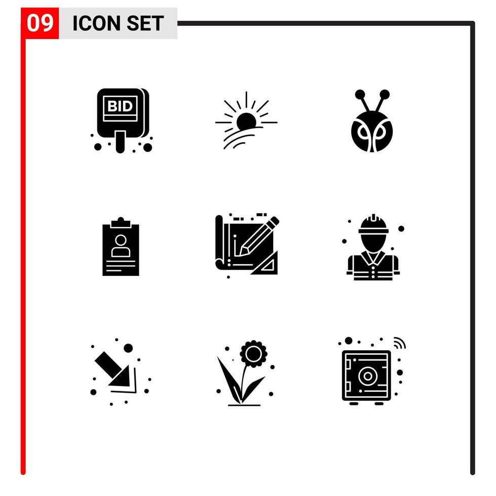 9 Thematic Vector Solid Glyphs and Editable Symbols of cv clipboard spring application crypto currency Editable Vector Design Elements