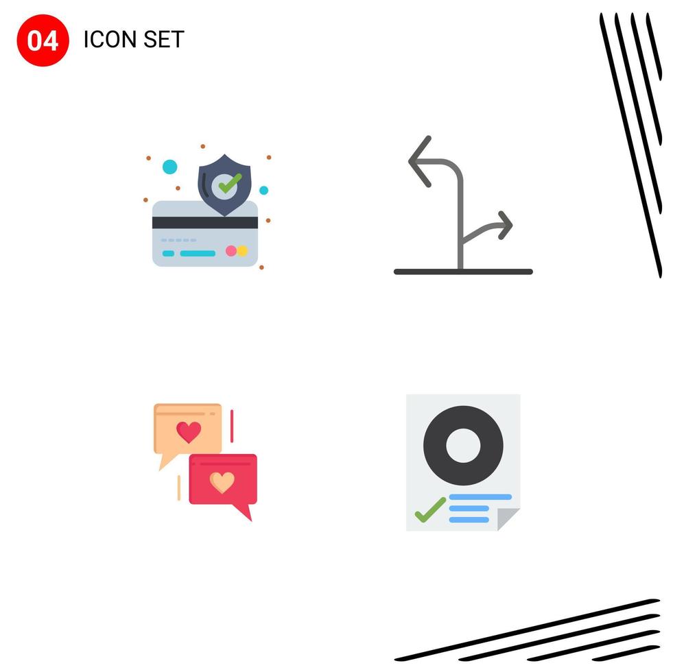 4 Universal Flat Icon Signs Symbols of credit card heart arrows traffic check Editable Vector Design Elements