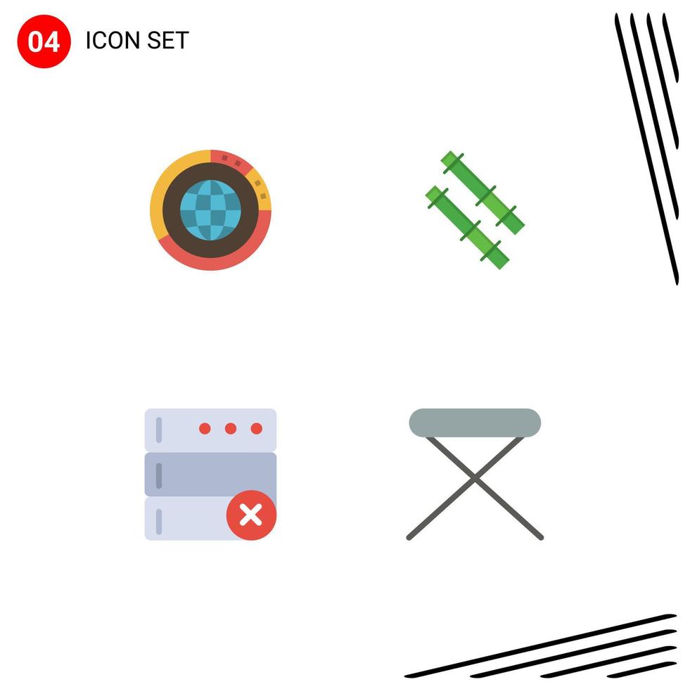 paquete de 4 iconos planos creativos de la base de datos de gestión globo mundo sirven elementos de diseño vectorial editables vector