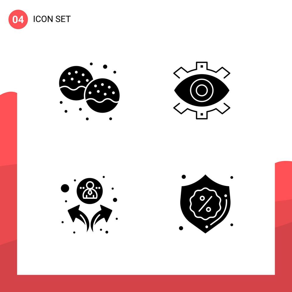 paquete de 4 iconos de glifos universales para medios impresos sobre fondo blanco fondo de vector de icono negro creativo