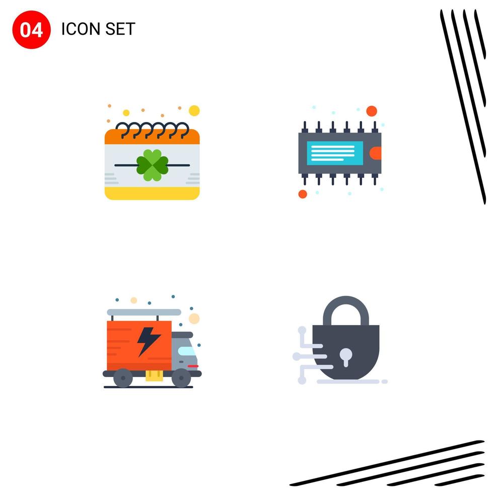 4 Universal Flat Icons Set for Web and Mobile Applications calendar energy festival device truck Editable Vector Design Elements