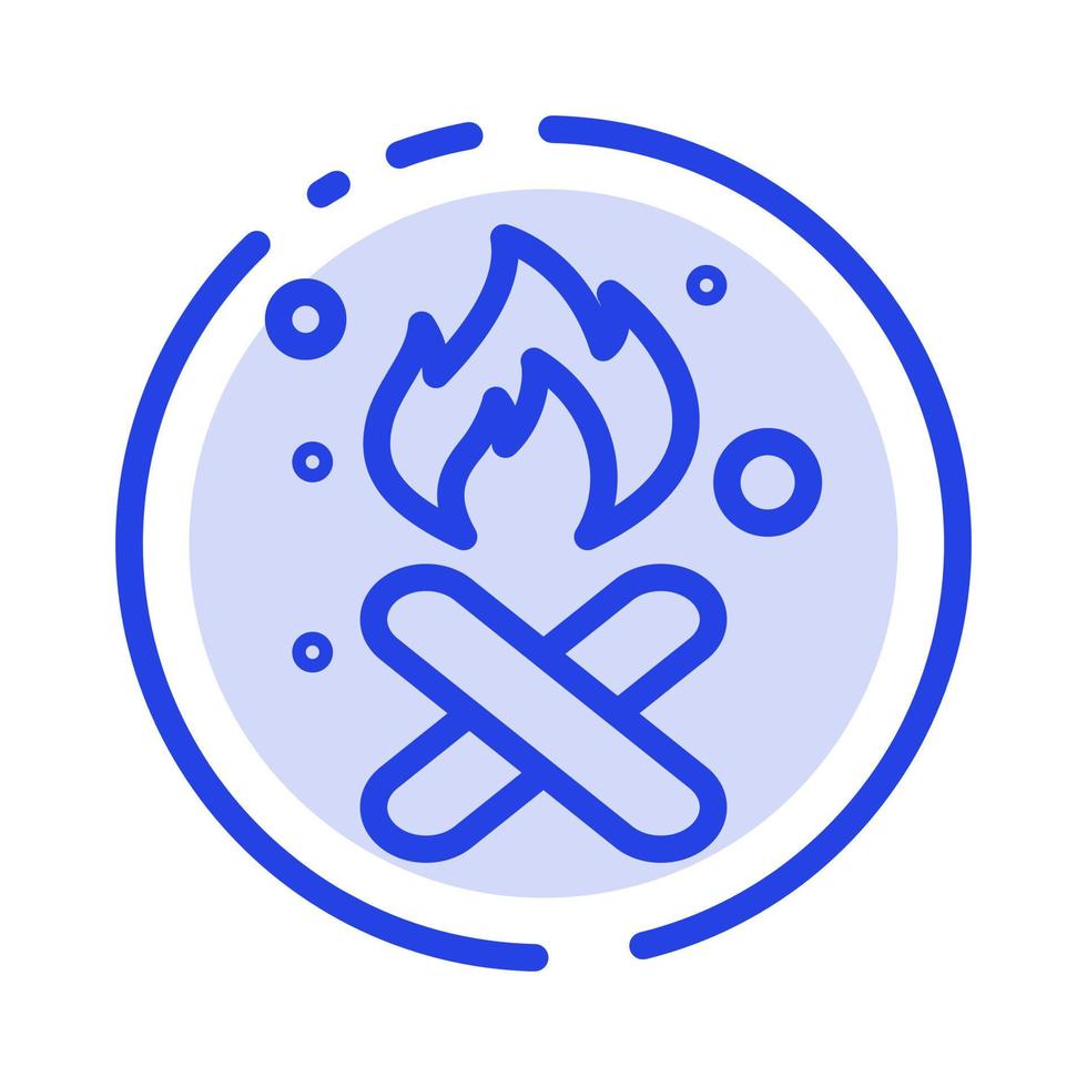 Burn Fire Garbage Pollution Smoke Blue Dotted Line Line Icon vector