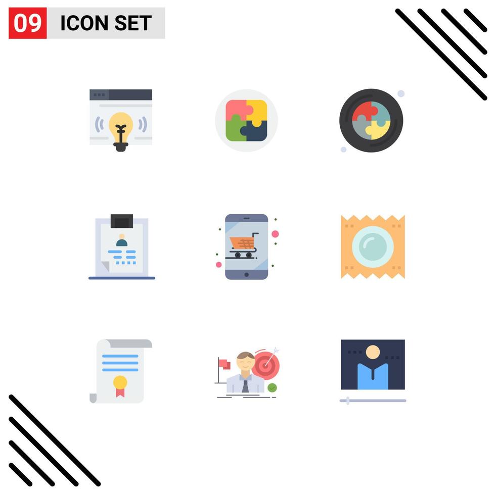 Group of 9 Flat Colors Signs and Symbols for device patient cd medical diagnosis Editable Vector Design Elements