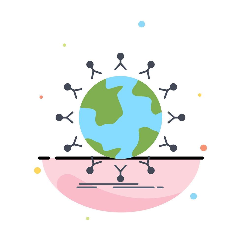 global student network globe kids Flat Color Icon Vector