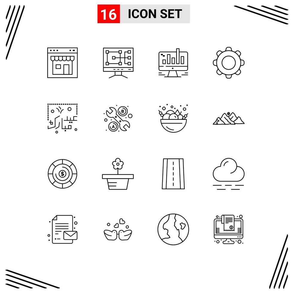 16 User Interface Outline Pack of modern Signs and Symbols of navigation interface business basic web Editable Vector Design Elements