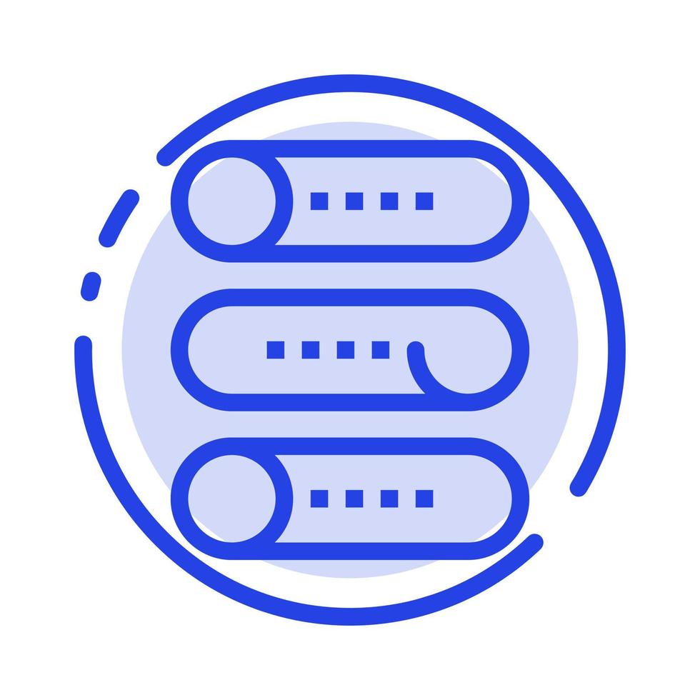 configuración del interruptor del dispositivo encendido apagado icono de línea de línea punteada azul vector