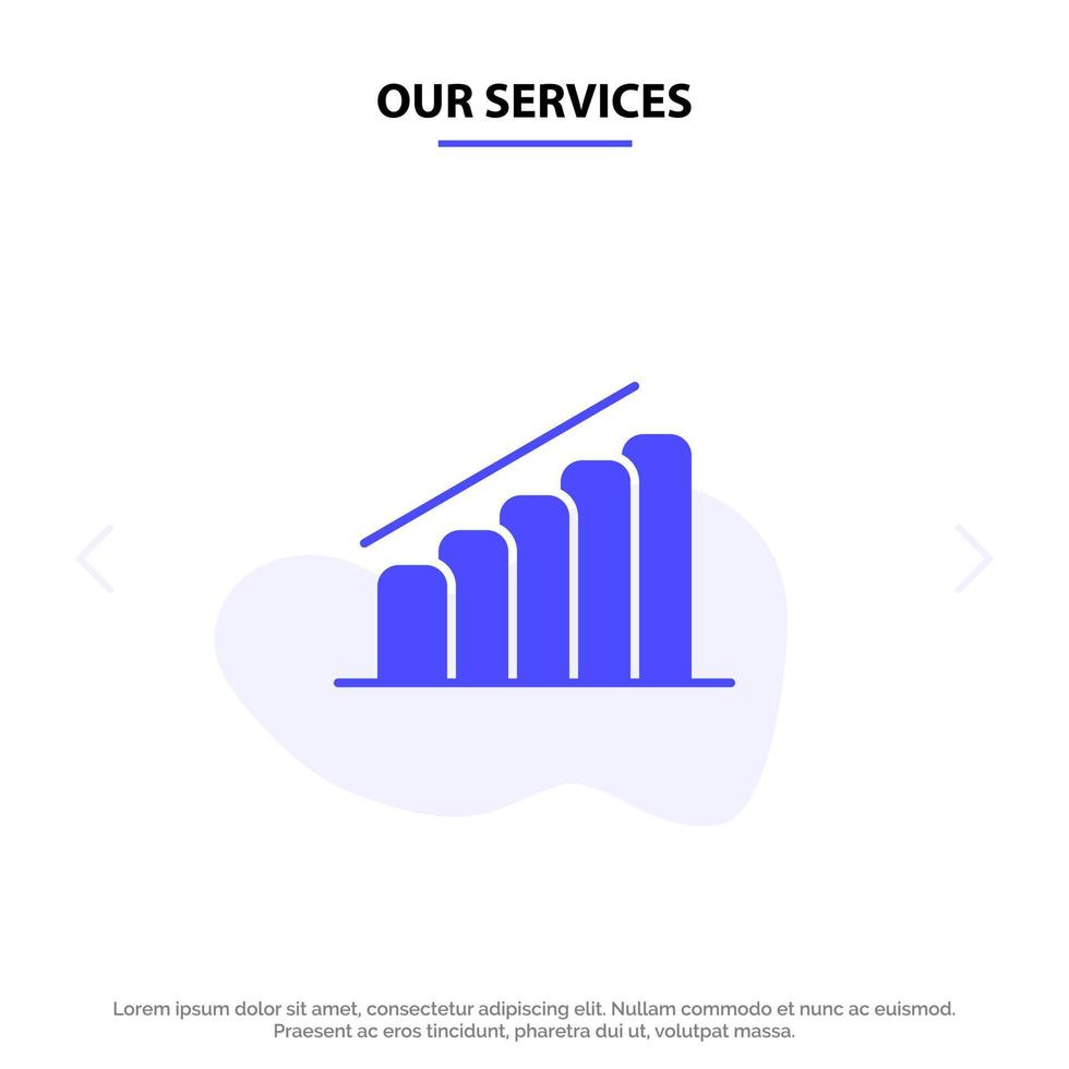 Our Services Chart Progress Report Analysis Solid Glyph Icon Web card Template vector