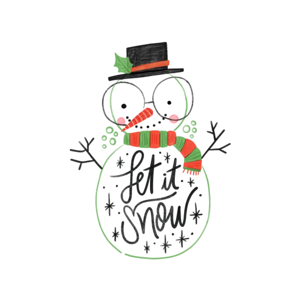 Merry christmas snowman cartoon png