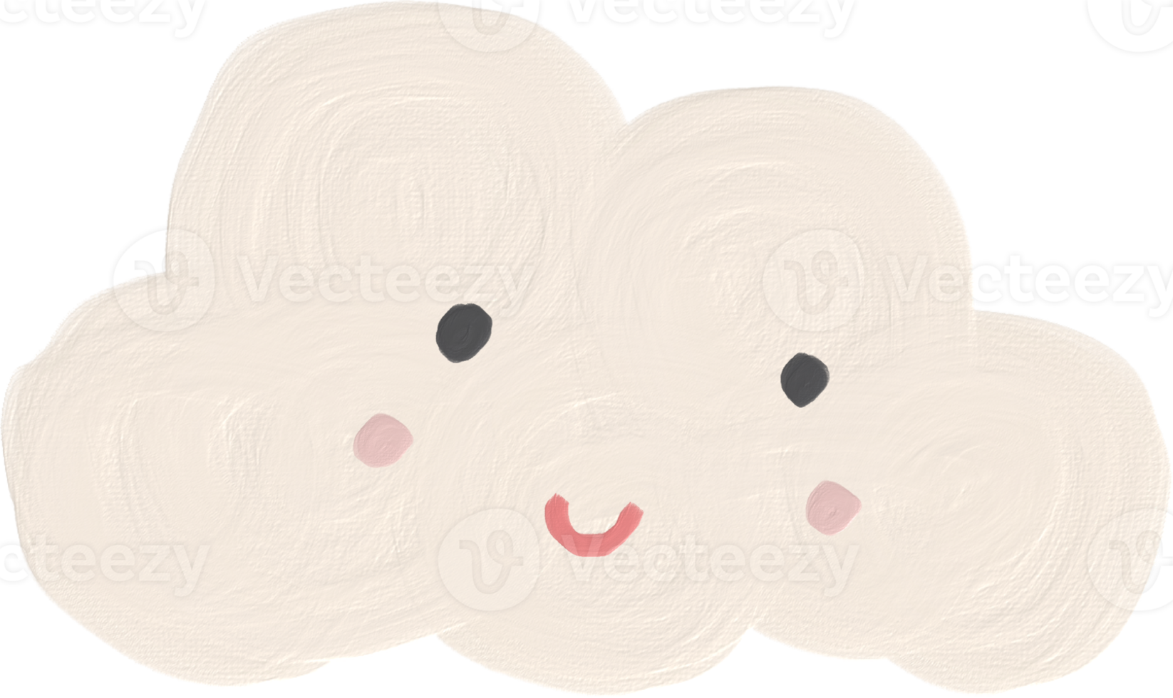 white cloud cute kid style oil paint png