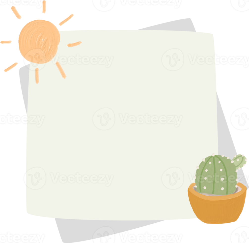 cute oil paint kid style draw on white notepad paper png