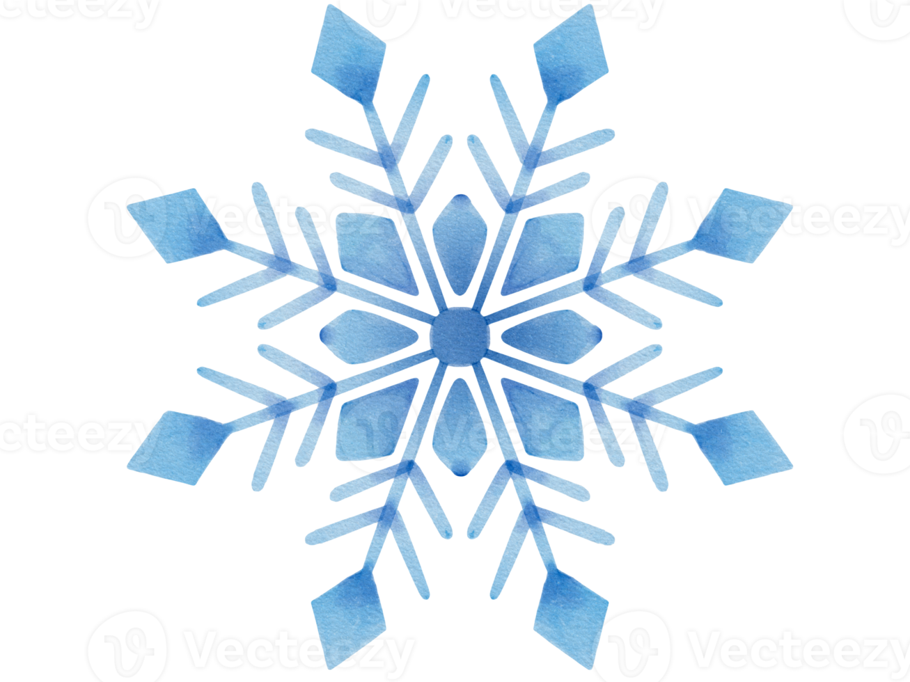 isolated watercolor illustration of snowflake png