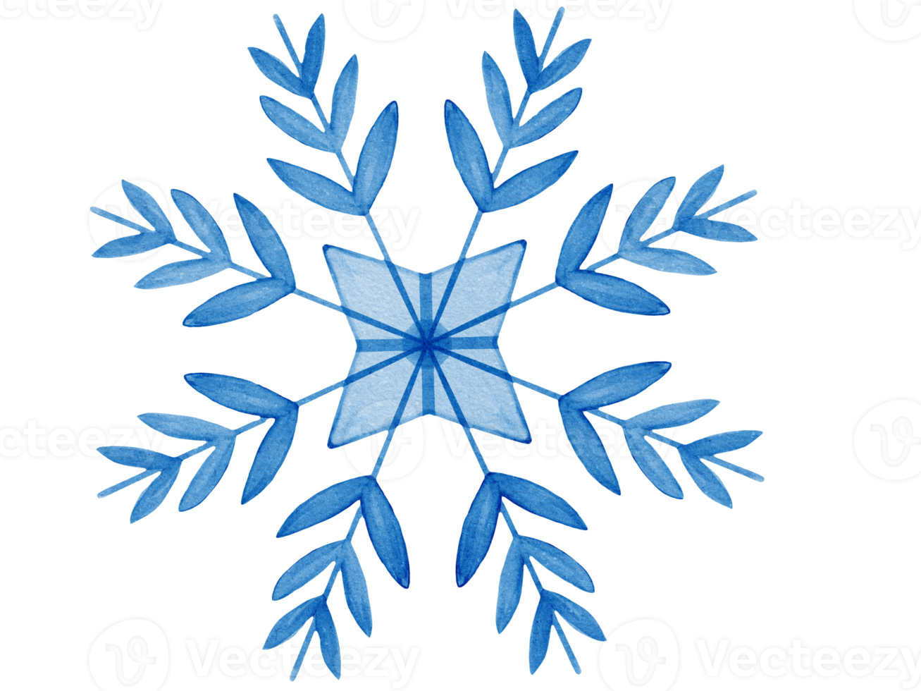 isolated watercolor illustration of snowflake png