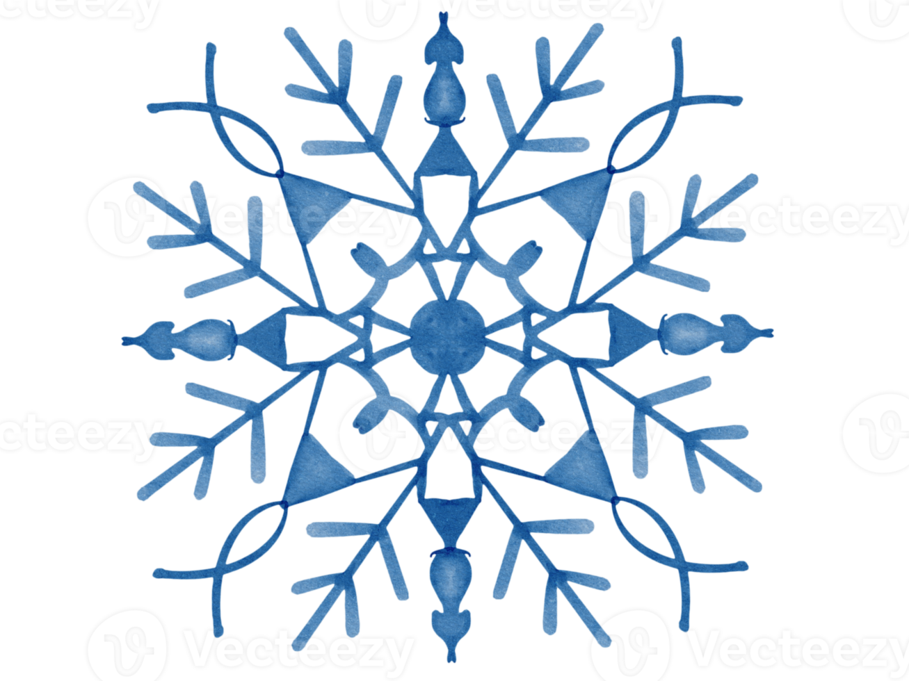 isolated watercolor illustration of snowflake png