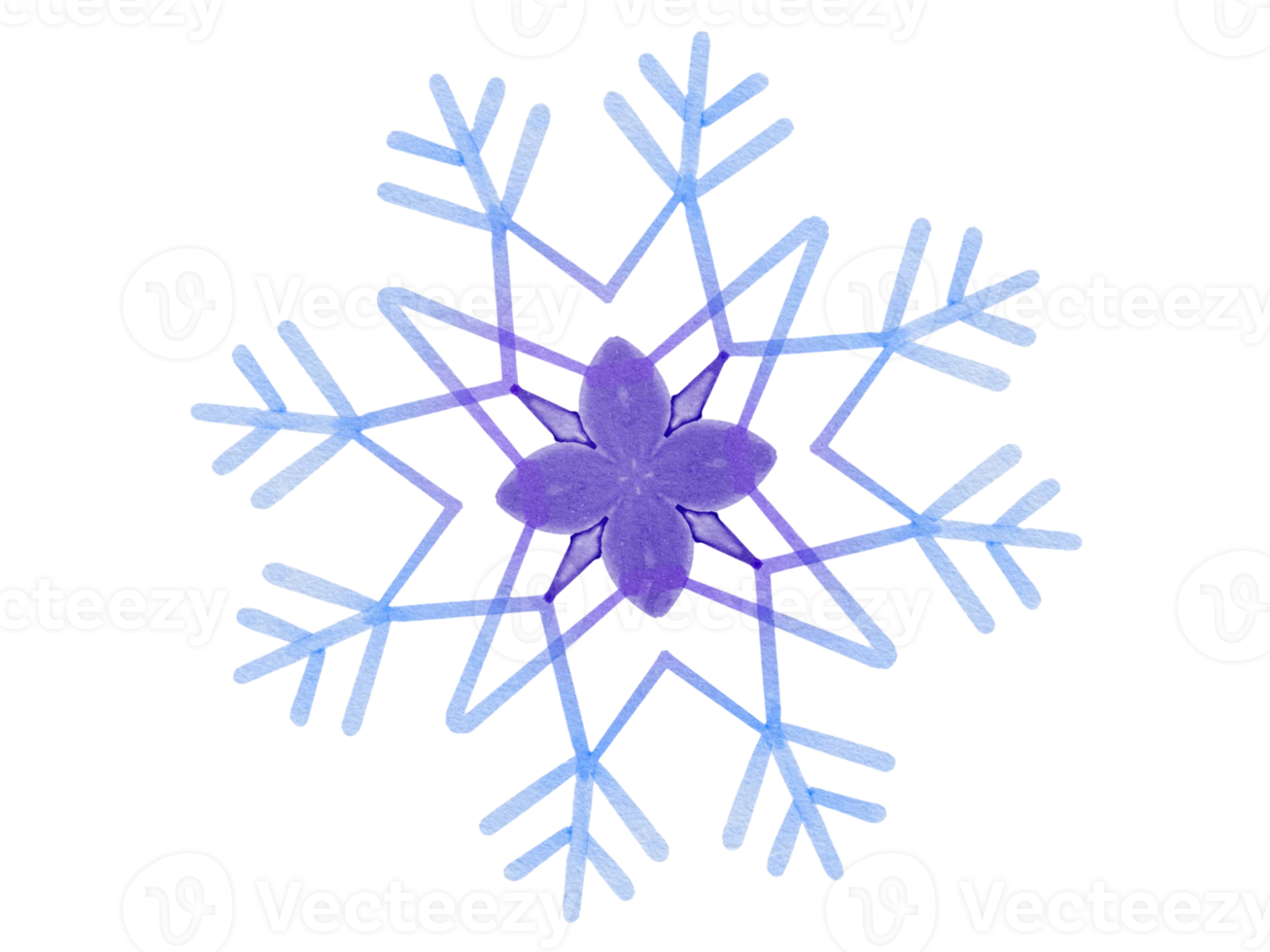 illustration aquarelle isolée de flocon de neige png