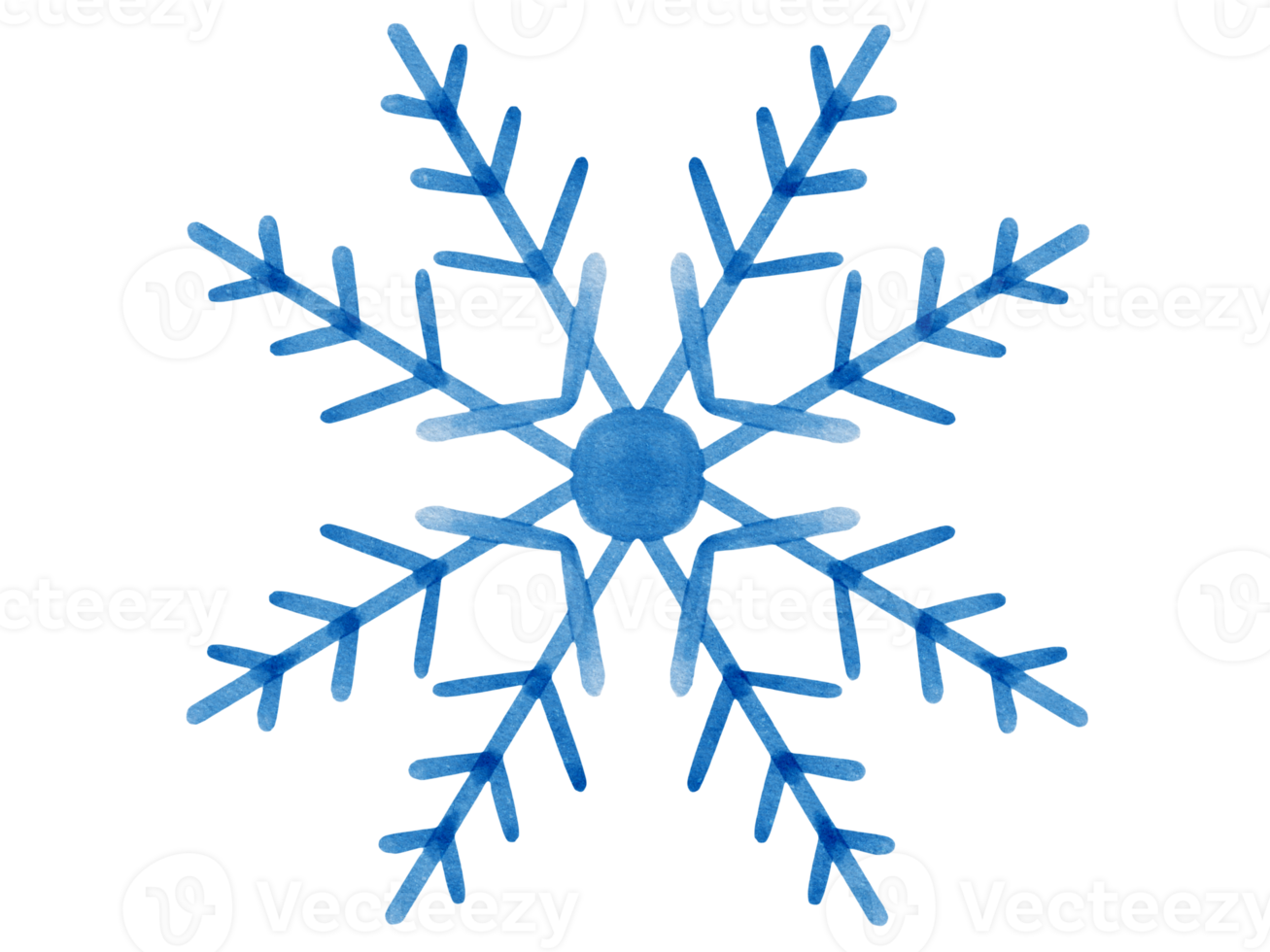 isolated watercolor illustration of snowflake png