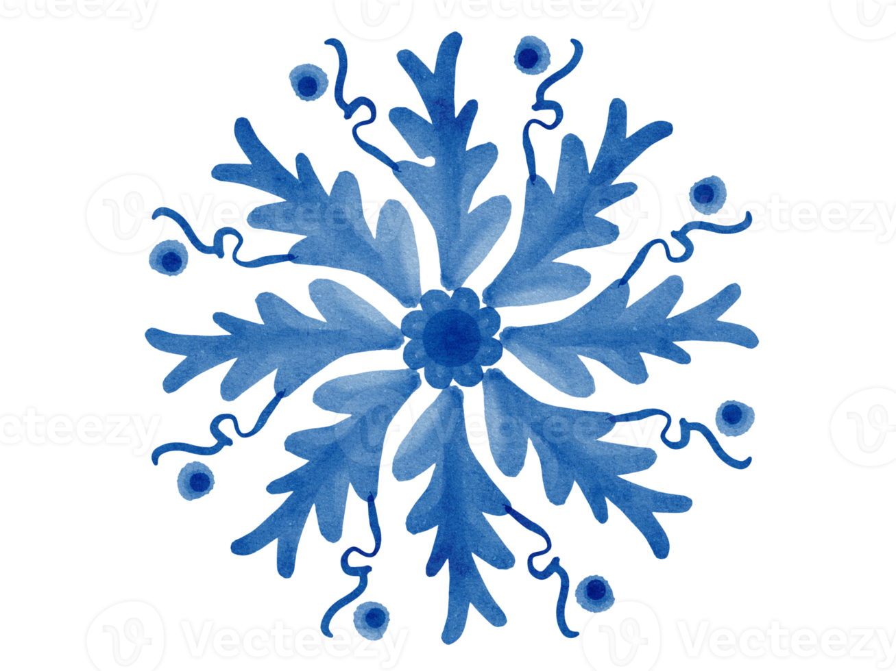isolated watercolor illustration of snowflake png