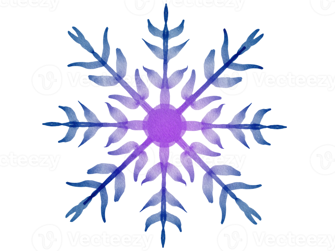 isolated watercolor illustration of snowflake png