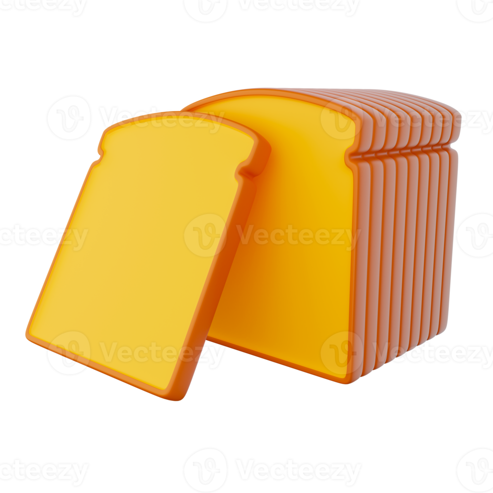 Sliced toast bread 3D illustration png