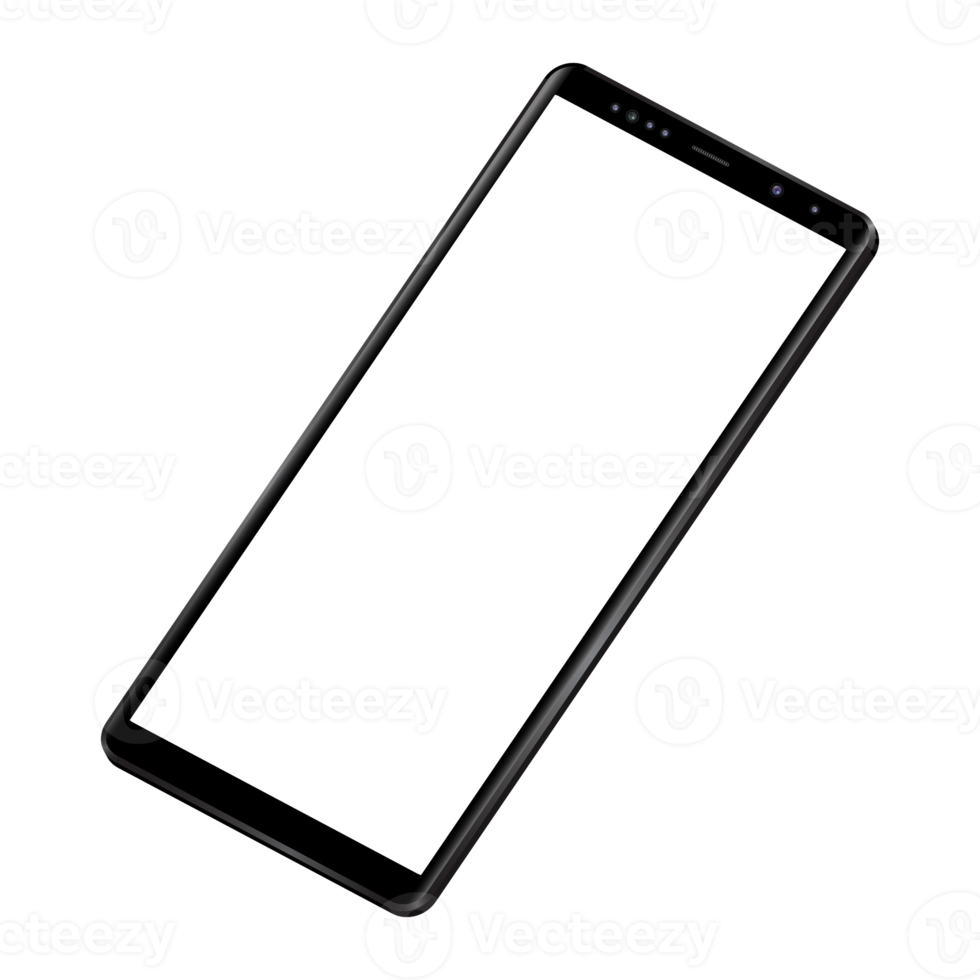 Modern realistic perspective black smartphone isolated. png