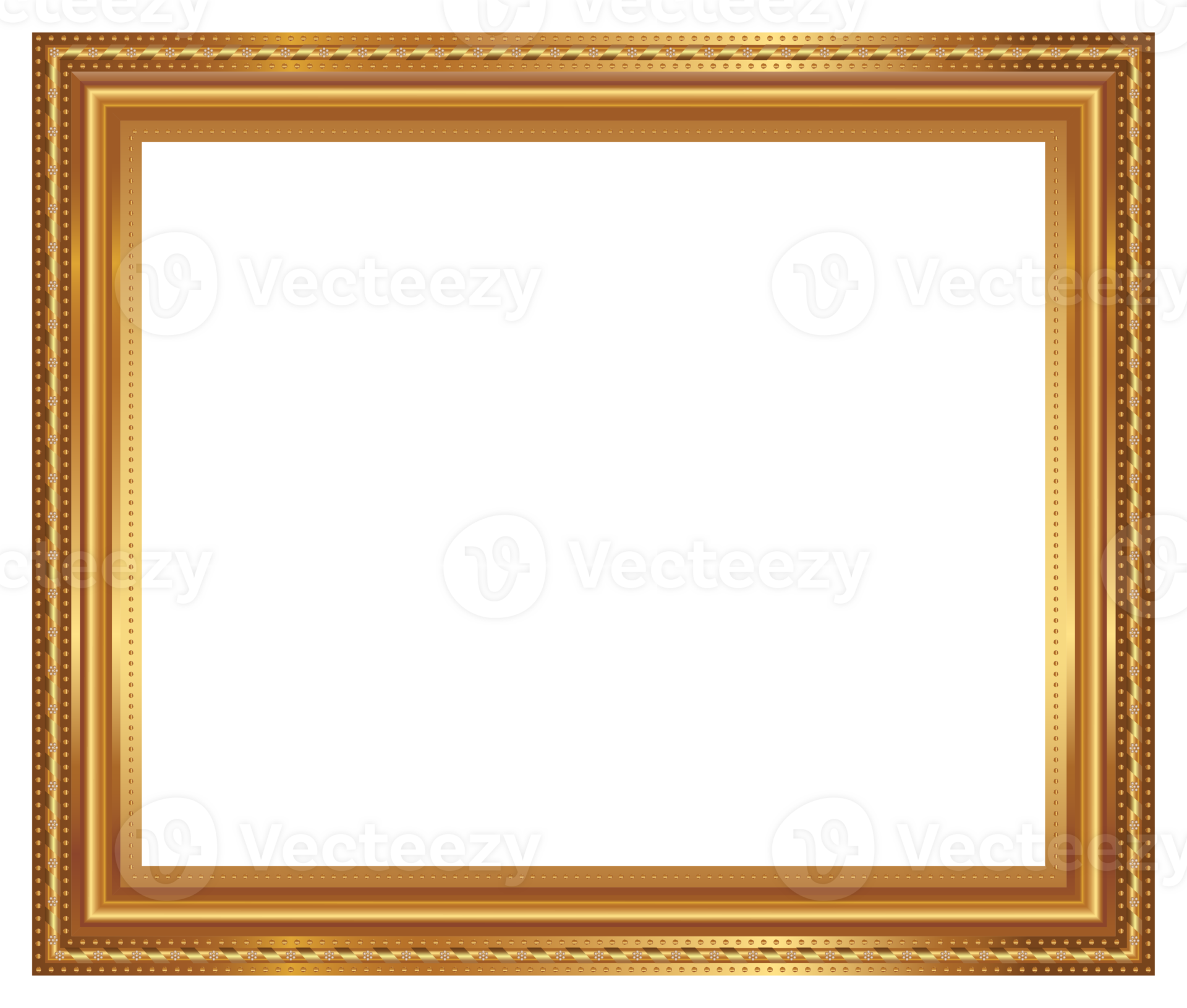 Gold photo frame with corner line floral picture frame isolated